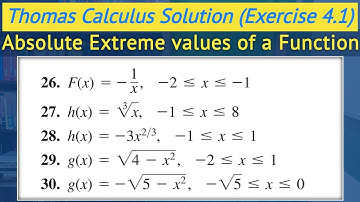 Absolute maximum and absolute minimum values | Thomas calculus exercise 4.1 Q26 to Q30 || Lec 5