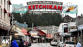 ☔ Rainy Ketchikan, Alaska Walking Tour to Creek Street | Exploring the Pacific Northwest in 4K