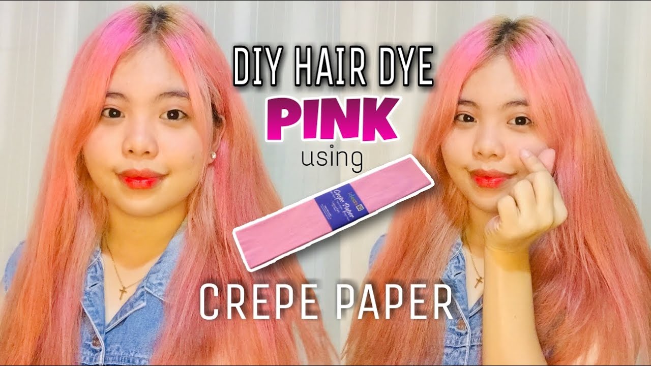 DIY HAIR DYE using CREPE PAPER ( PINK ) for only 10 pesos!