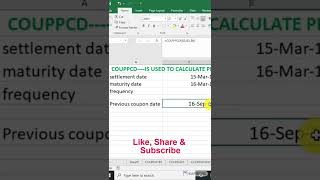 #shorts | How to use COUPDAYBS Function in Excel | #excel  | #exceltutorial | #growwithskills