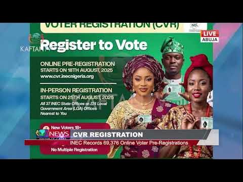CVR REGISTRATION:INEC RECORDS 69,376 ONLINE VOTER PRE-REGISTRATIONS