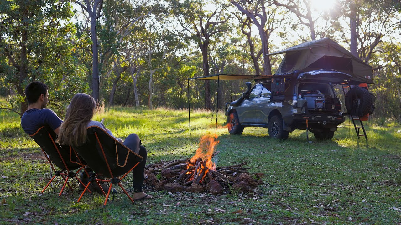Rooftop tent CAMPING with our dog [campfire cooking, ASMR, silent vlog, relaxation]