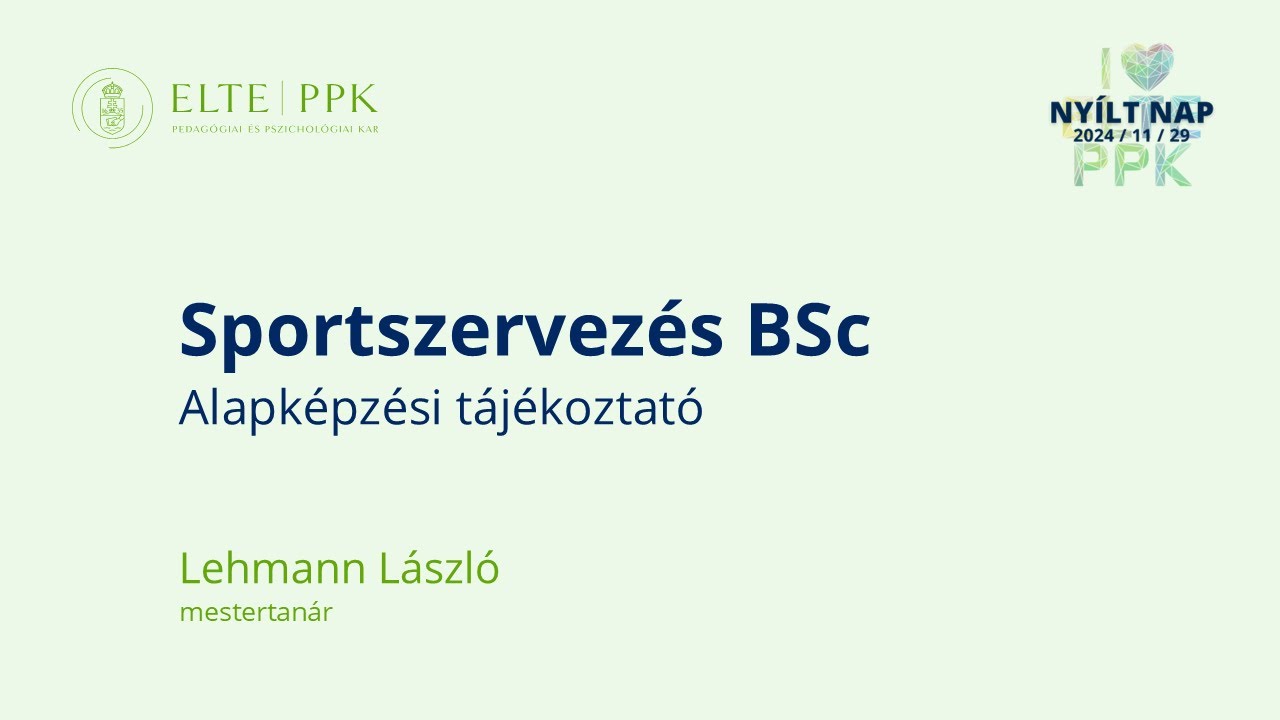 Sportszervezés BSc tájékoztató