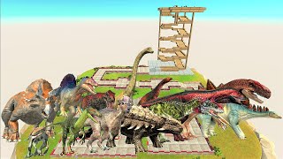 Dinosaur speed race. Go down the spiral and aim for the goal! | Animal Revolt Battle Simulator
