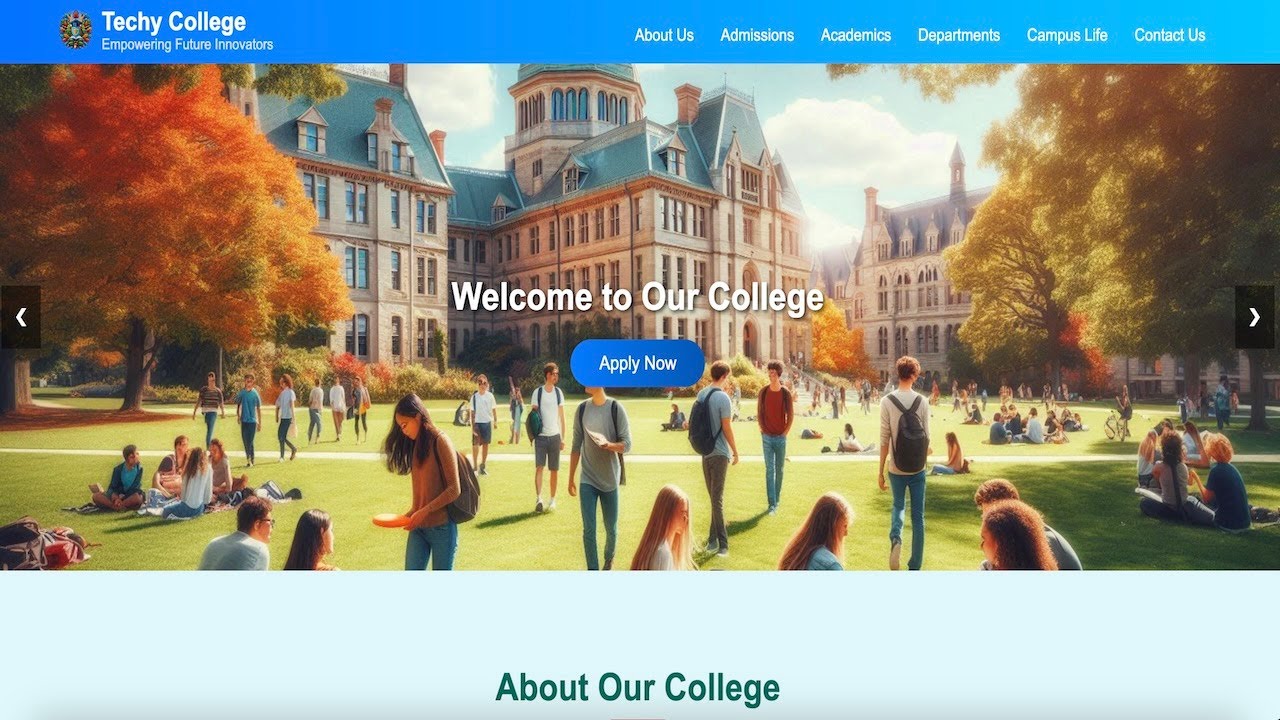 College Website Using HTML, CSS | Complete Website Design Tutorial From ...