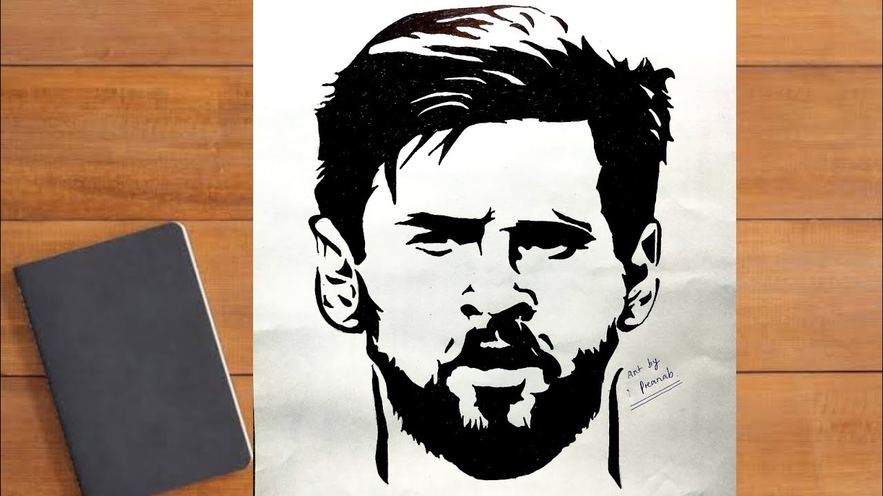 LIONEL MESSI STENCIL DRAW STEP BY STEP EASY OUTLINE OUTLINE IN