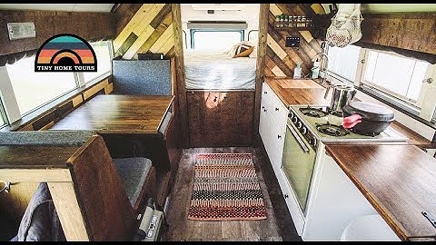 Couples Custom DIY MINI SCHOOL BUS CONVERSION - Full Of Clever Tiny Living Design Hacks