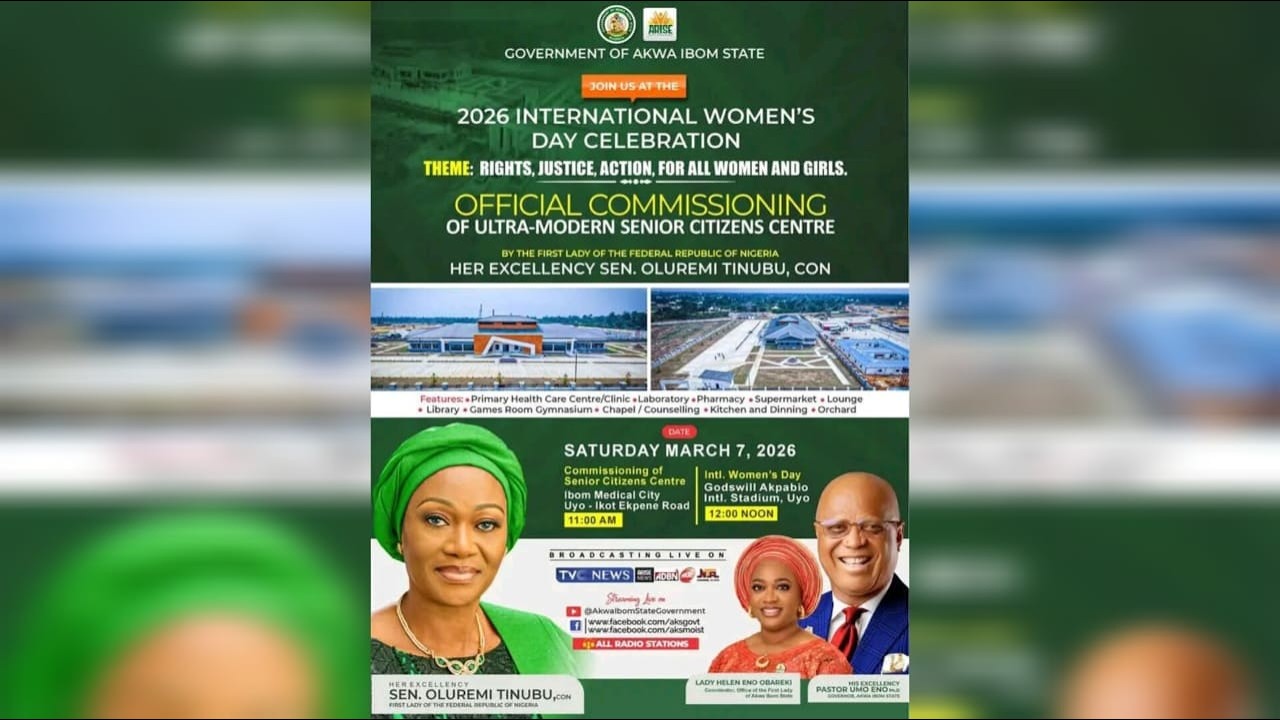 Nigerian First Lady, Sen. Oluremi Tinubu, CON at the 2026 Int'l Women's Day Celebration in Akwa Ibom