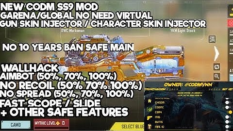 NEW CODM SEASON 9 GARENA/GLOBAL MOD / SKIN INJECTOR / SAFE MAIN / PLAYSAFE ONLY / NO NEED VIRTUAL