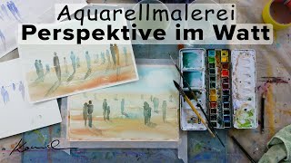 Alice-ART | Aquarell Kurs 9 für Anfänger | Perspektive im Watt | Aquarell malen lernen | watercolor