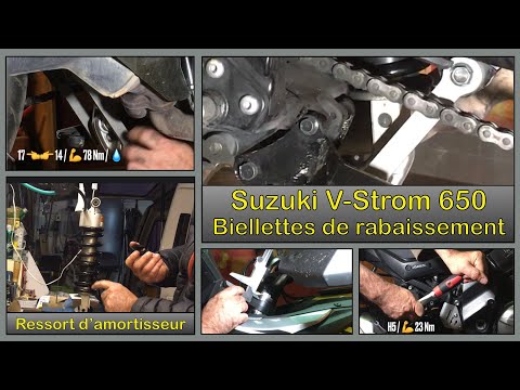 Rabaisser Suzuki V-Strom, biellettes de rabaissement, ressort d&rsquo;amortisseur, subtitles all languages