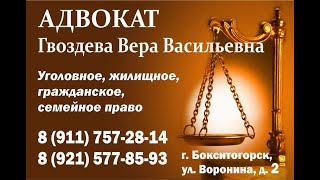Адвокат по уголовному, гражданскому, семейному, жилищному праву в Бокситогорске