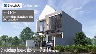SketchUp house design ( 7.00 x 14.00 meter ) render enscape