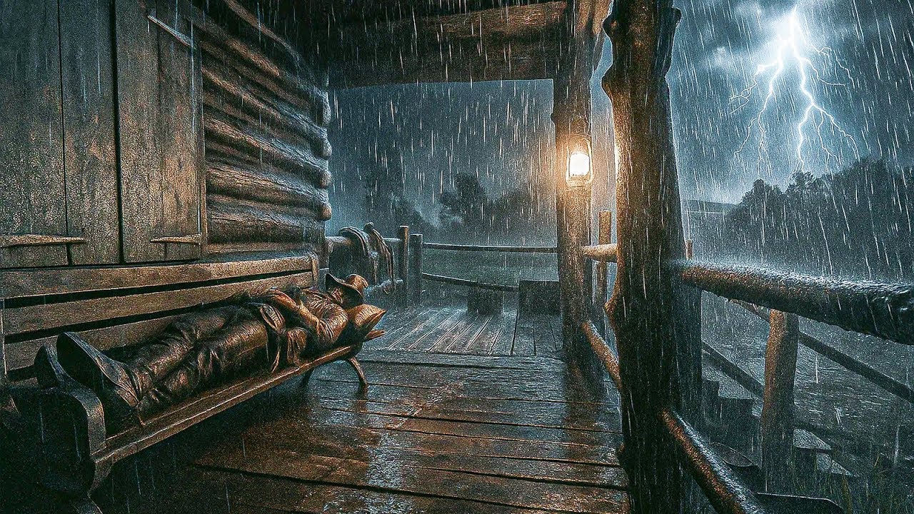 Alone on a Rainy Night | Thunderstorm Ambience on a Lonely Bench | RDR2 ASMR
