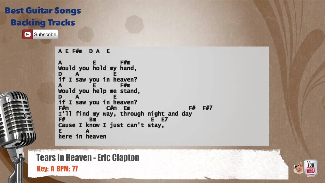 🎙 Tears In Heaven - Eric Clapton Vocal Backing Track with chords and lyrics