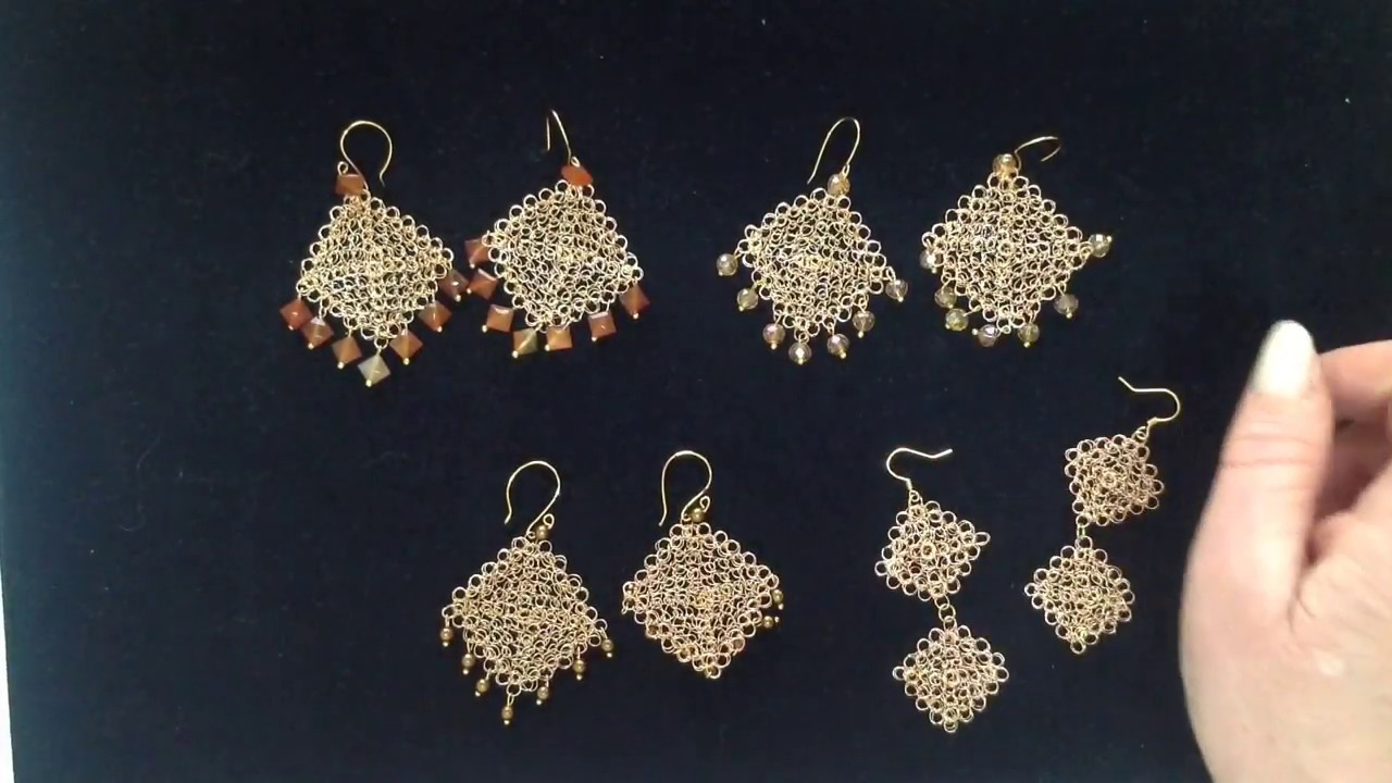 Tutorial orecchini a rombo in filo metallico - particolare tecnica wire  crochet 