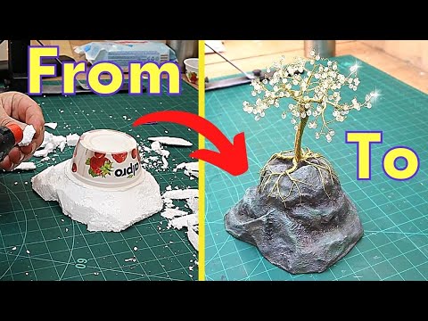 How to Make A Rock From Upcycled Trash For A Tree