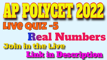 AP POLYCET 2022 Live Quiz-5 |  | Polycet Mathematics | Real Numbers