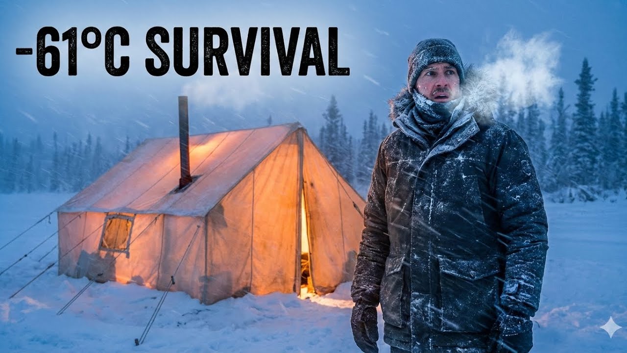 Surviving –61°C deadly Snowfall Alone in the Wild |Extreme Cold Camping Challenge