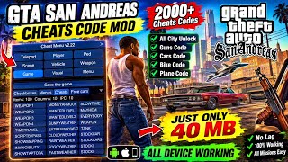 GTA San Andreas Cheats Code Mod 🔥 2000+ Cheats | All City Unlock | Guns, Cars, Bike & Plane | 40MB screenshot 3