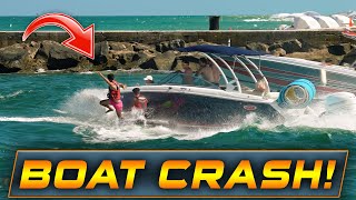 BOAT CRASHES INTO 2 PEOPLE AT HAULOVER INLET !! | WAVY BOATS