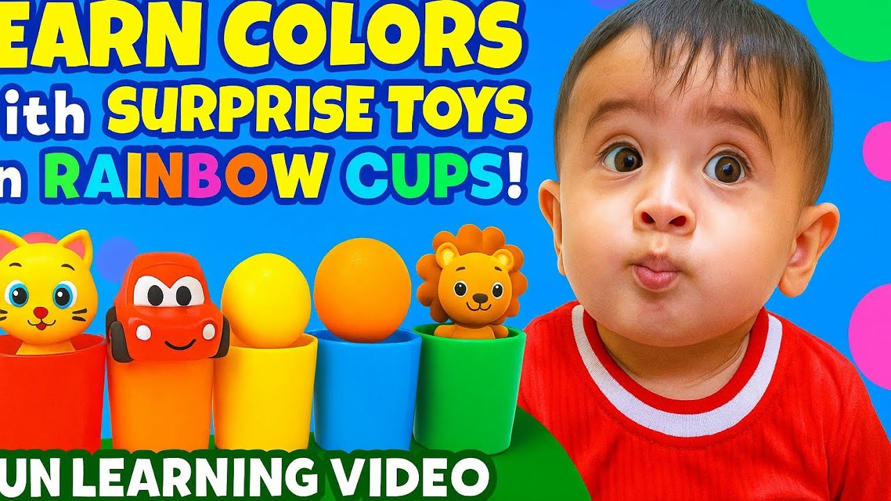 Learn Colors with Surprise Toys in Rainbow Cups 🌈 | Fun Educational Video for Kids