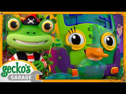 The Haunted Halloween Car Wash 🎃 Gecko's Garage | Trucks For Children | Cartoons For Kids