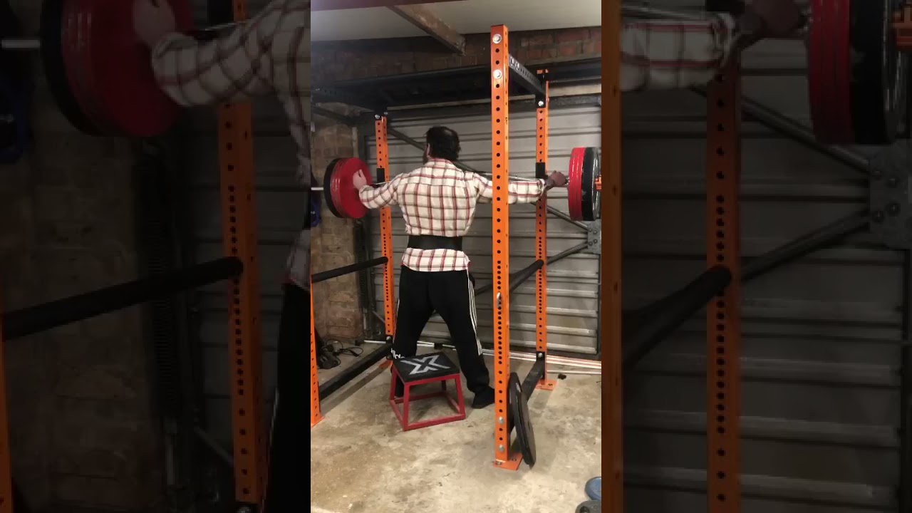 How to Box Squat with bow bar to 12" box at 208kg.