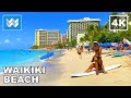 4K Waikiki Beach In Honolulu Hawaii Walking Tour Vlog Vacation Travel Guide Relaxing Waves