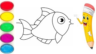 Fish Coloring Page for Kids | Learn To Color Fish | Coloring Page | Easy Colors