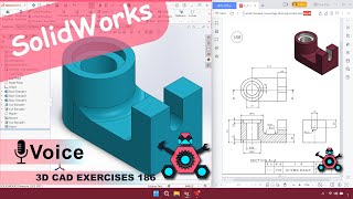 SolidWorks | 3D CAD EXERCISES 186 | StudyCadCam | Solution Tutorial |