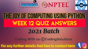 The Joy Of Computing Using Python | Week 12 Answers 2021 | NPTEL ||