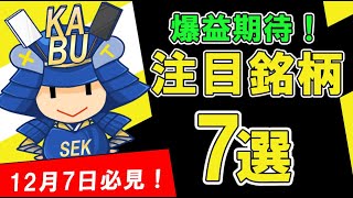 株式投資 爆益期待！12月7日の注目銘柄！ SEKの株TV