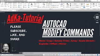 AutoCAD tutorial in Amharic: How to use Copy|Move |Rotate| Trim | Array | Offset | Mirror |Scale #08