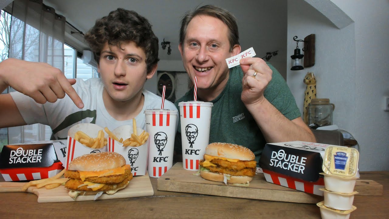KFC MUKBANG!( Kentucky Fried chicken ) double stacker burger YouTube