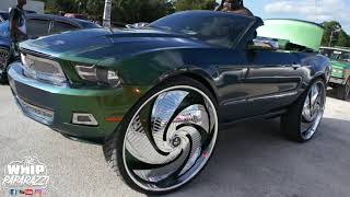 Mustang on 30" Dub Turbo Floaters and Station Wagon on Gold Billet Wheels