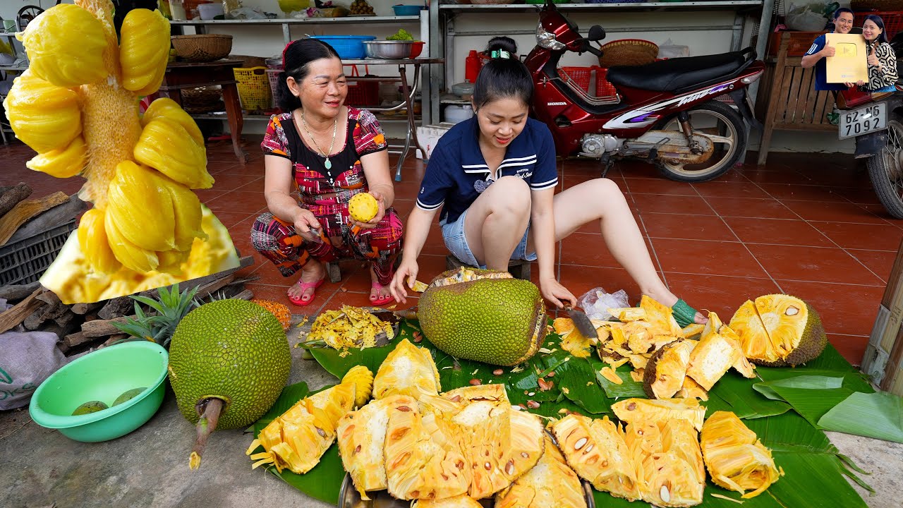 Về quê Phan Diễm thu hoạch Mít Tố Nữ và Mít Thái chín đầy vườn ăn toàn món ngon dân dã Miền Tây