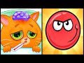 ОБЗОР ВЕСЕЛЫХ ИГР  RED BALL 4, Красный Шар 4, Котенок БУБУ - часть 106