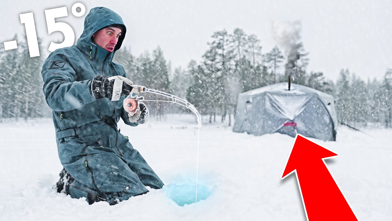 Fiske mitt ute i ingenstans - Snöstorm, minusgrader, varmt tält och många fiskar! (Two Hunters)