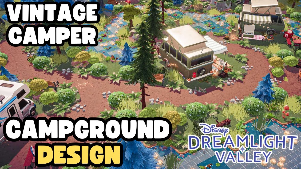 VINTAGE CAMPER HOUSE & BUZZ'S CAMPER//FOREST CAMPGROUND ISLAND DESIGN/DISNEY DREAMLIGHT VALLEY