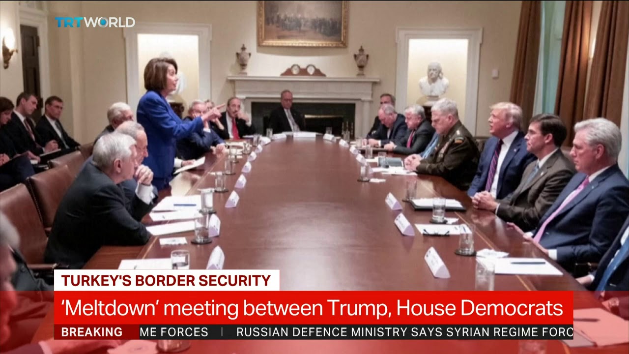 Trump and Pelosi clash in 'meltdown' meeting newspaper mockup