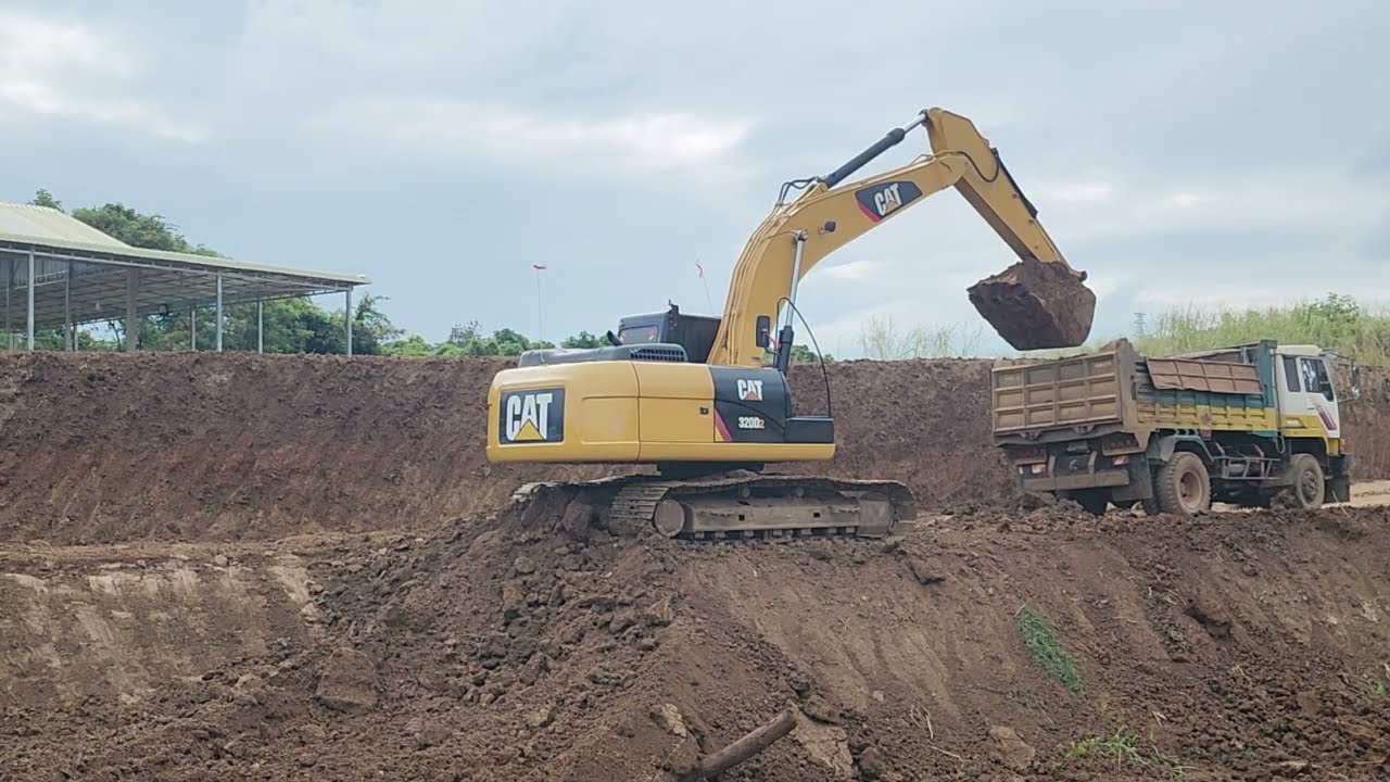 Powerful CAT Excavator Loading Dump Trucks | Construction Site 
