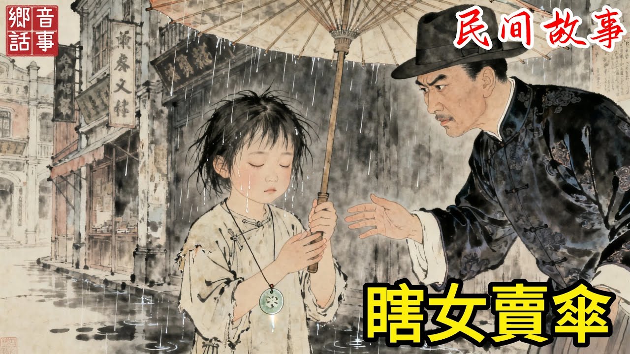 5歲瞎女雨中賣傘，富商故意刁難，誰知孩子隨身攜帶的玉佩，讓富商當場淚崩！#故事頻道 #民間故事 #故事分享 #中國文化 #情感 #聽書