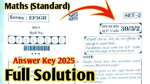 Cbse Board Class 10th Maths Standard Paper 2025 Answer Key | Q.P. Code. 30/3/2 | Maths Full Solution