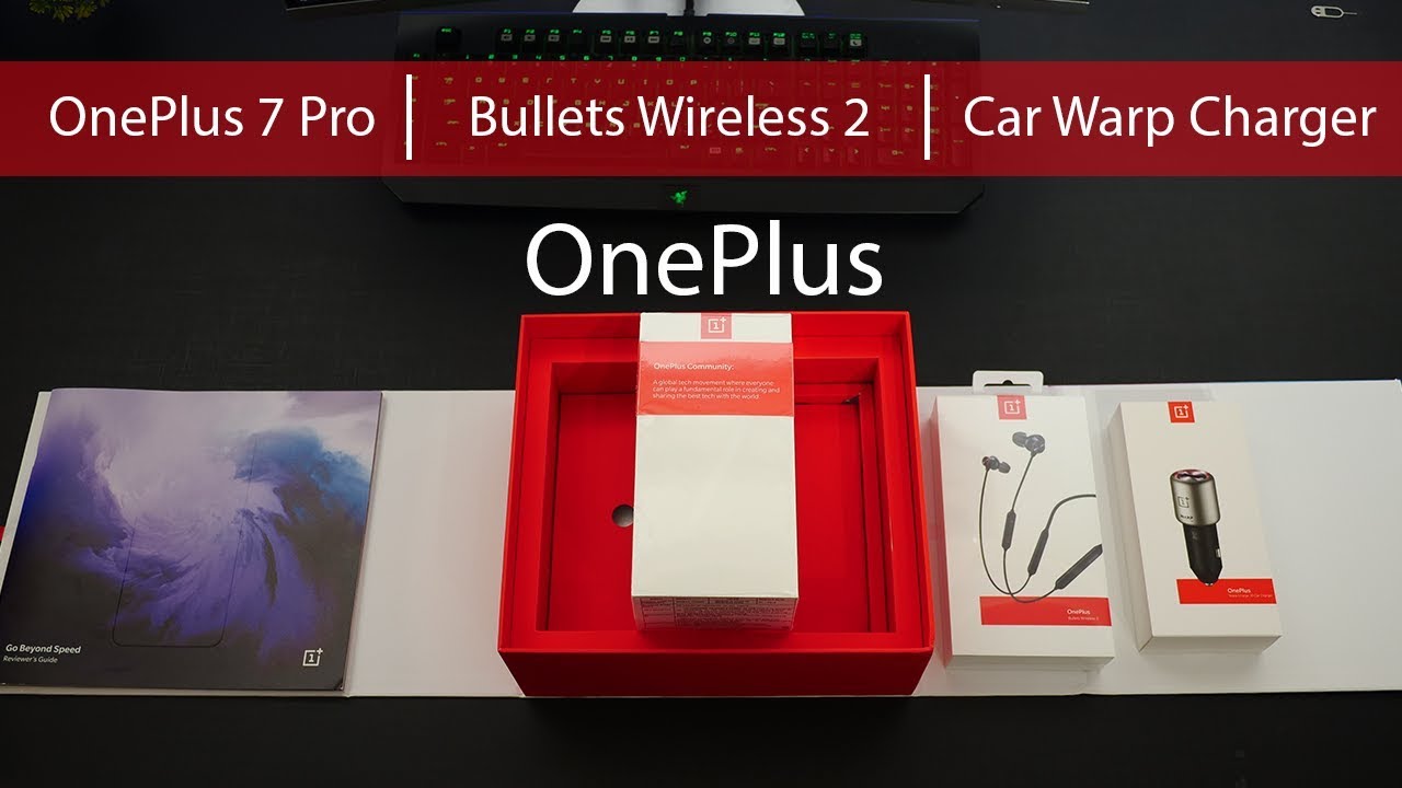 OnePlus 7 Pro Reviewers Kit Unboxing (Bullets Wireless 2 + Warp Car