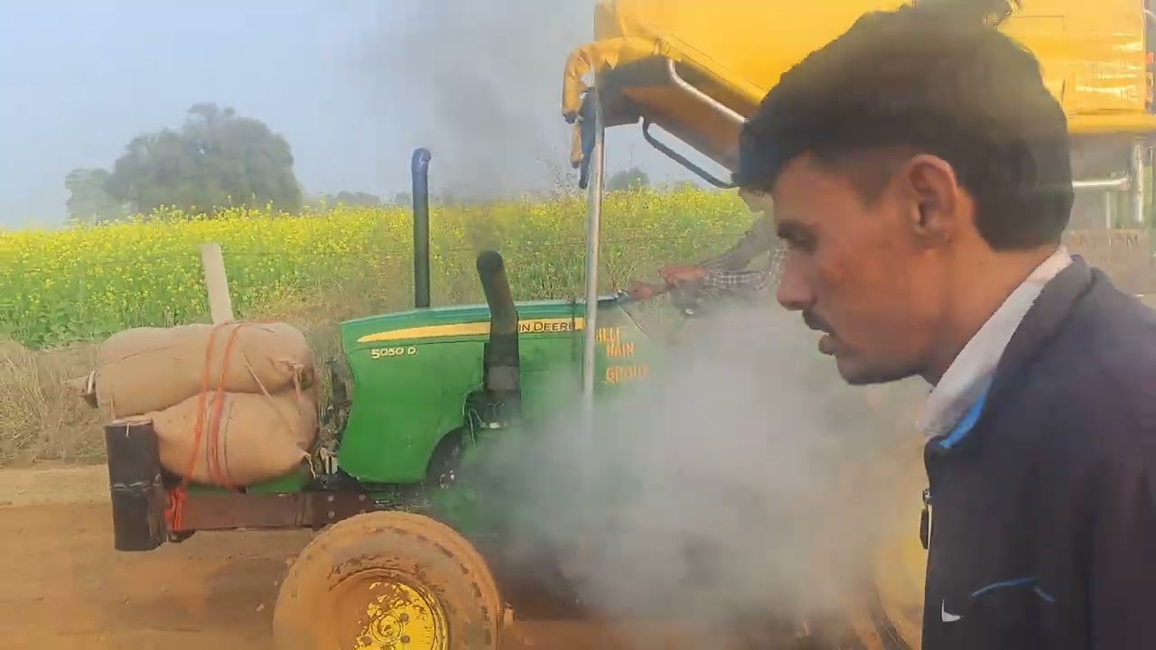John deere 5050d performance with 10x10 harrow | full loaded at semana village demo 