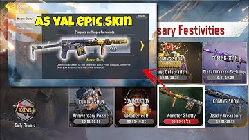 How to Unlock new AS Val Epic skin for Free|AS Val free Epic skin|Monster Shotty Event in COD MOBILE