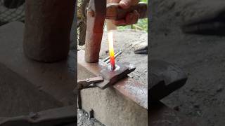 Crushing burning steel components manually inside traditional rural foundries
