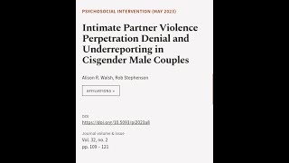 Intimate Partner Violence Perpetration Denial and Underreporting in Cisgender Male Co... | RTCL.TV