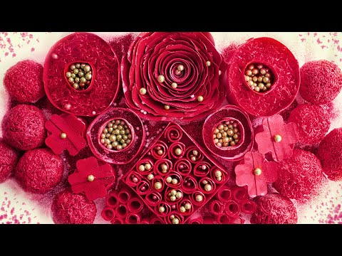 Incredibly beautiful red soap set ASMR.? Soap flowers?, soap balls, very relaxing crunch.?